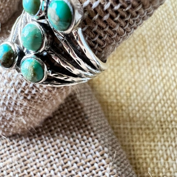 Mohave Turquoise & Sterling Silver Five Stone Ring Size 7 - Picture 3 of 6
